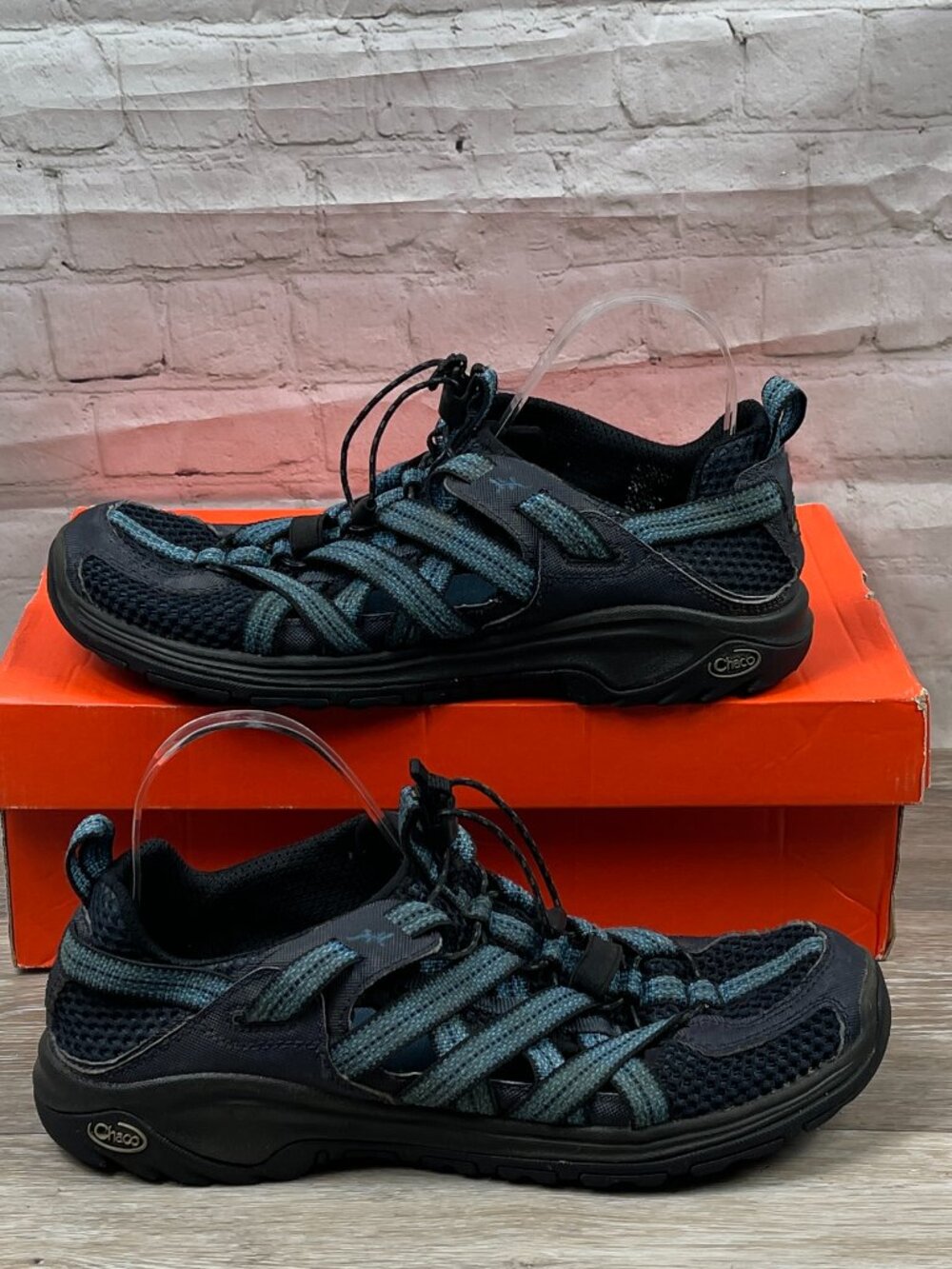 Chaco‎ Mens Trail Shoes Blue & Black Bungee Lace Hiking SHOES SIZE 11